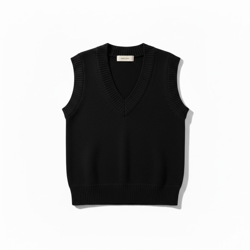 Siwmper gwddf V heb lewys i fenywod